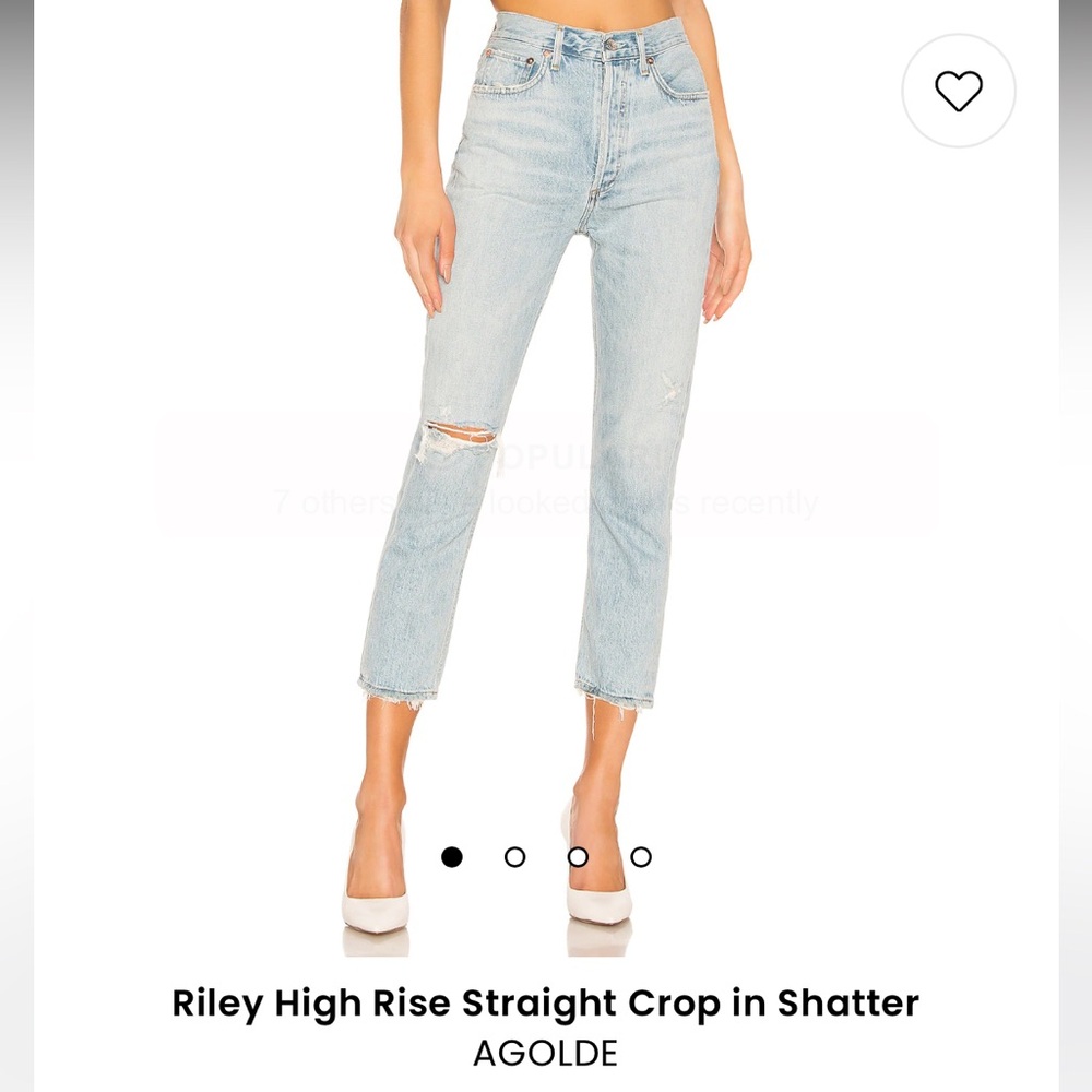 Agolde denim jeans Riley High Rise Straight Crop in Shatter / Revolve